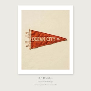 Ocean City, Maryland Surf Pennant unframed 8 by 10 inch print on enhanced matte paper, shown with its white paper border.