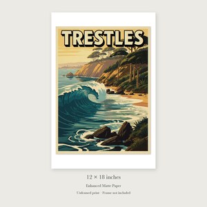 Trestles California Surf unframed 12 by 18 inch print on enhanced matte paper, shown with its white paper border.