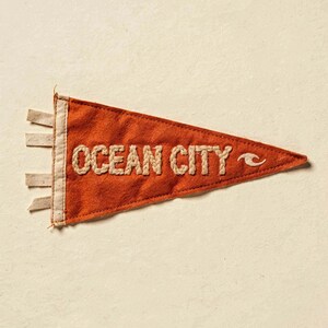 Ocean City, Maryland surf pennant unframed printed artwork and full composition with its paper border.