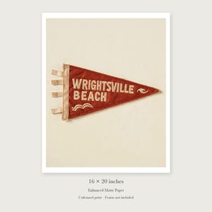 Wrightsville Beach Surf Pennant Art Print, Framed or Unframed Coastal Poster image 9