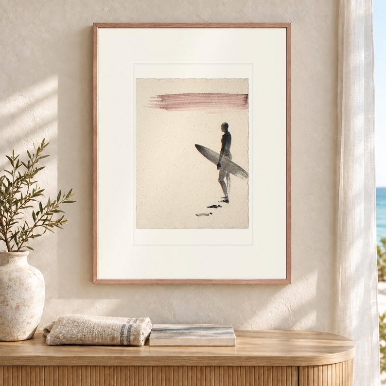 Stampa artistica in stile Surfer Ink, poster minimalista costiero con o senza cornice. immagine 12