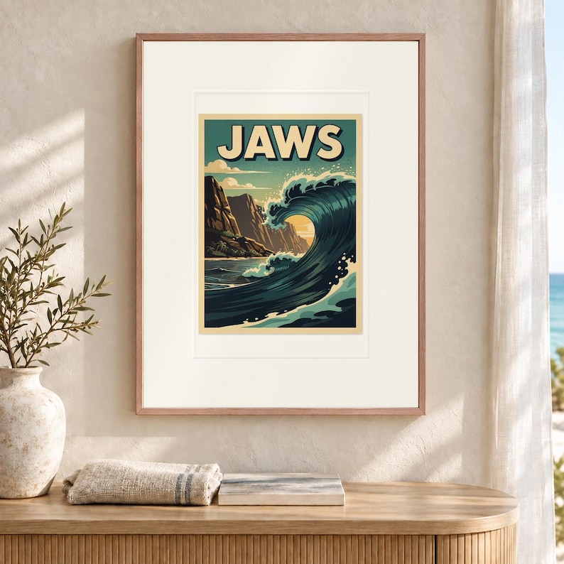 Jaws Maui Surf Travel Poster, Framed or Unframed Vintage Style Coastal Print image 12