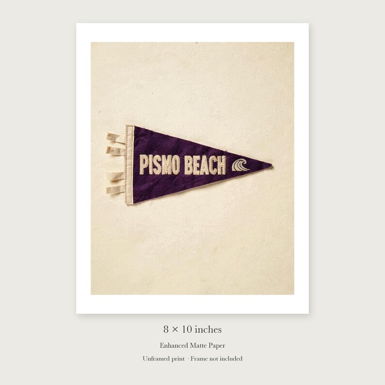 Pismo Beach, California Surf Pennant Art Print, Framed or Unframed Coastal Poster image 7