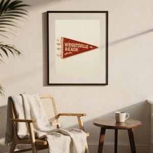 Wrightsville Beach, North Carolina Surf Pennant Print | Vintage Felt Pennant Art | Beach House Decor | Retro Surf Wall Art | Printable Digit image 7