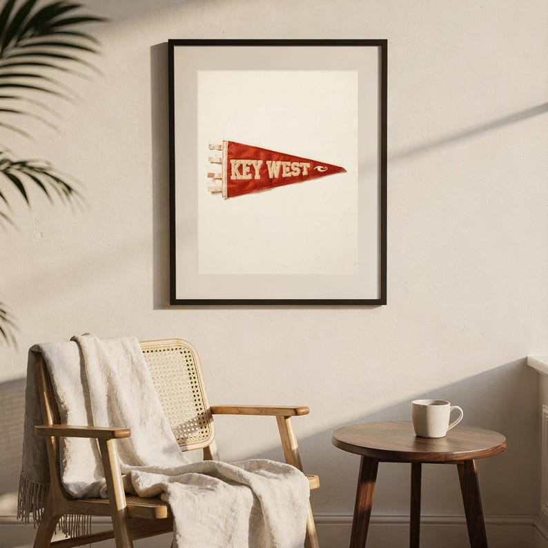 Key West, Florida Surf Pennant Print | Vintage Felt Pennant Art | Beach House Decor | Retro Surf Wall Art | Printable Digital Download image 7
