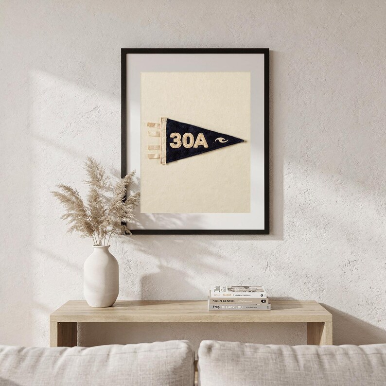 Scenic Highway 30A, Florida Surf Pennant Print | Vintage Felt Pennant Art | Beach House Decor | Retro Surf Wall Art | Printable Digital Down image 5