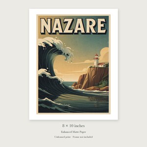 Nazare Surf unframed 8 by 10 inch print on enhanced matte paper, shown with its white paper border.