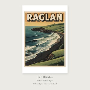 Raglan New Zealand Surf unframed 12 by 18 inch print on enhanced matte paper, shown with its white paper border.