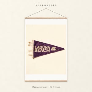 Laguna Beach, California Surf Pennant Art Print, Framed or Unframed Coastal Poster image 5
