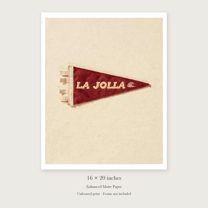 La Jolla Surf Pennant Art Print, Framed or Unframed Coastal Poster image 9