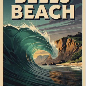 Bells Beach Australia Surf full artwork and composition, shown flat without a room setting.