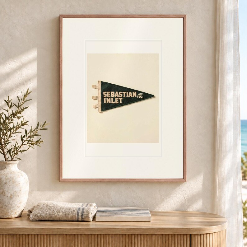Sebastian Inlet Surf Pennant Art Print, Framed or Unframed Coastal Poster image 12