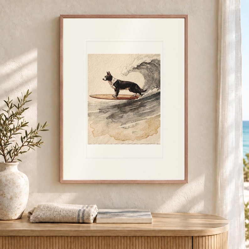 Border Collie Surfing Print