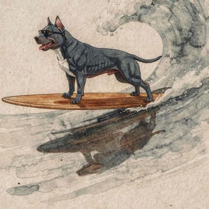 Pit Bull Surfing full artwork and composition, shown flat without a room setting.