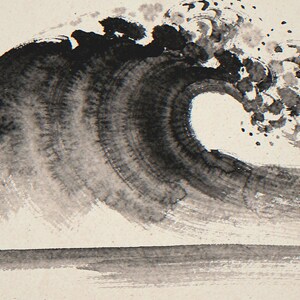 Crashing Wave Xieyi Ink full artwork and composition, shown flat without a room setting.