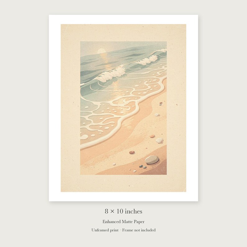 Ocean Waves unframed 8 by 10 inch print on enhanced matte paper, shown with its white paper border.