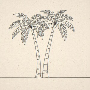 Boho Palm Tree Line Art framed in a beach-style living room setting