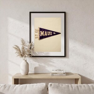 Maui, Hawaii Surf Pennant Print | Vintage Felt Pennant Art | Beach House Decor | Retro Surf Wall Art | Printable Digital Download image 5