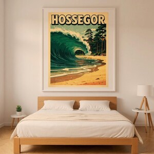 Hossegor France Surf Poster | Vintage Surf Travel Poster | Retro Beach Wall Art | Coastal Decor Printable image 7