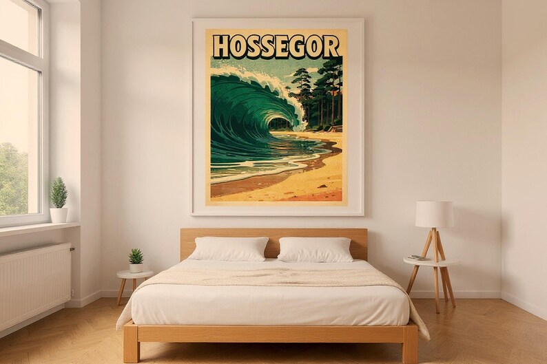 Hossegor France Surf Poster | Vintage Surf Travel Poster | Retro Beach Wall Art | Coastal Decor Printable image 7