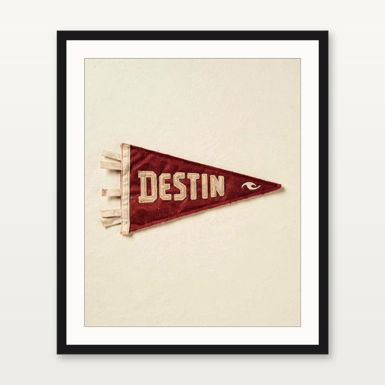 Destin, Florida Surf Pennant Print | Vintage Felt Pennant Art | Beach House Decor | Retro Surf Wall Art | Printable Digital Download image 3