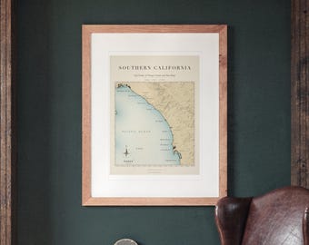 Mapa de surf del sur de California / Desde Trestles hasta los puntos de surf de San Diego (Impresión digital)