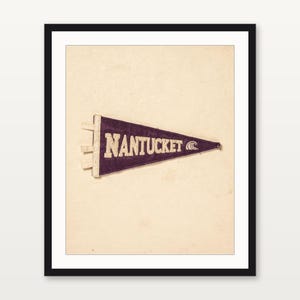 Nantucket, Massachusetts Surf Pennant Print | Vintage Felt Pennant Art | Beach House Decor | Retro Surf Wall Art | Printable Digital Downloa image 3