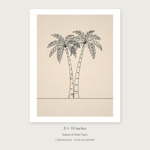 Palm Tree Line unframed 8 by 10 inch print on enhanced matte paper, shown with its white paper border.