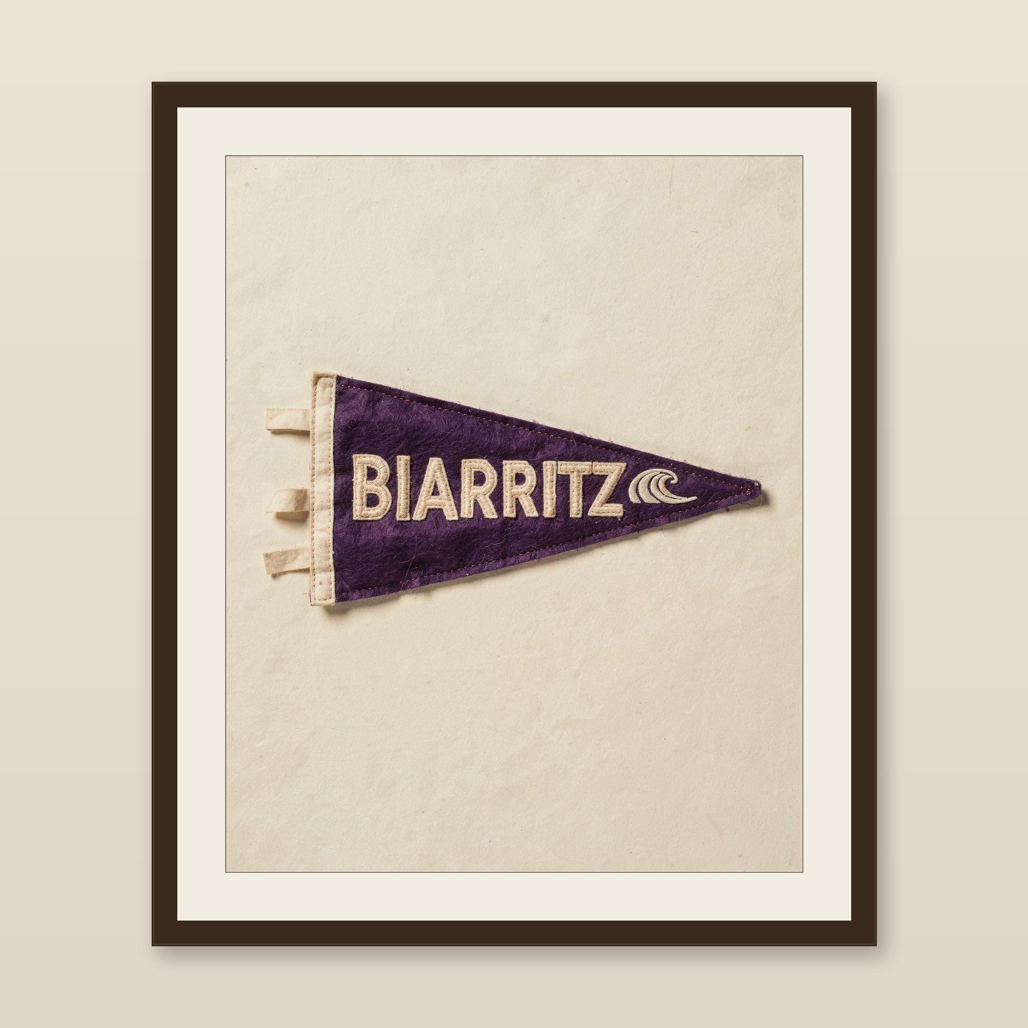 Biarritz, France Surf Pennant Print | Vintage Felt Pennant Art | Beach House Decor | Retro Surf Wall Art | Printable Digital Download