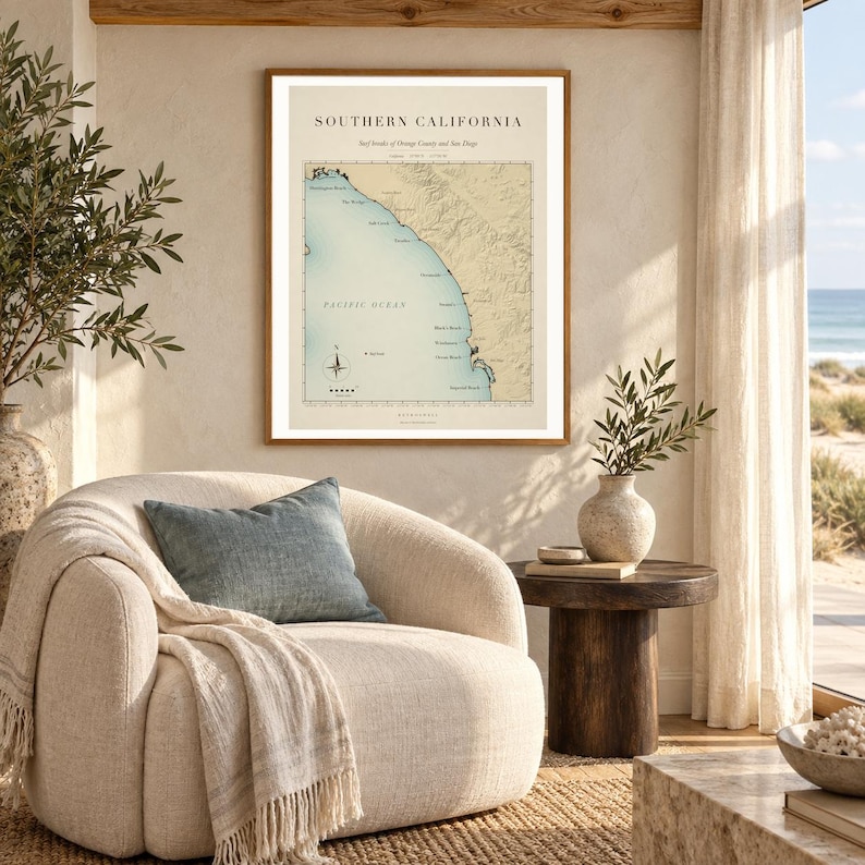 Southern California Surf Map | Trestles to San Diego Surf Breaks Print (Digital Download) image 5