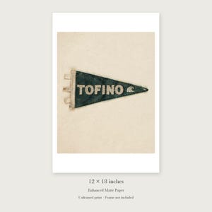 Tofino Surf Pennant unframed 12 by 18 inch print on enhanced matte paper, shown with its white paper border.