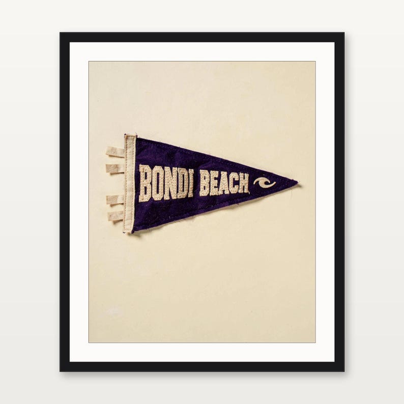 Bondi Beach, Sydney, Australia Surf Pennant Print | Vintage Felt Pennant Art | Beach House Decor | Retro Surf Wall Art | Printable Digital D image 3