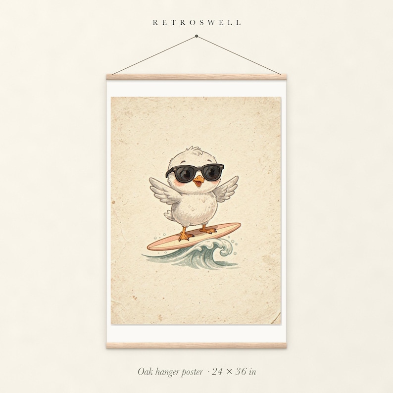 Seagull Surfing Art Print