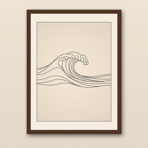 Boho Breaking Wave Line Art | Minimalist Surf Wall Art | Coastal Single Line Print | Beach House Decor