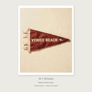 Venice Beach, California Surf Pennant Art Print, Framed or Unframed Coastal Poster image 9