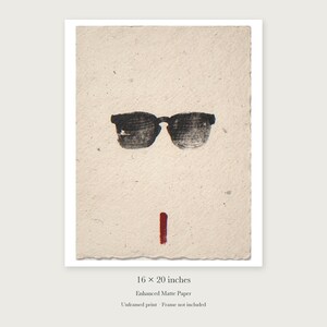 Sunglasses Ink Style unframed 16 by 20 inch print on enhanced matte paper, shown with its white paper border.