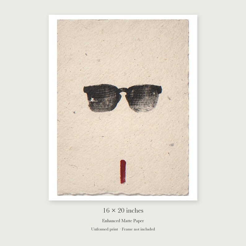 Sunglasses Ink Style unframed 16 by 20 inch print on enhanced matte paper, shown with its white paper border.