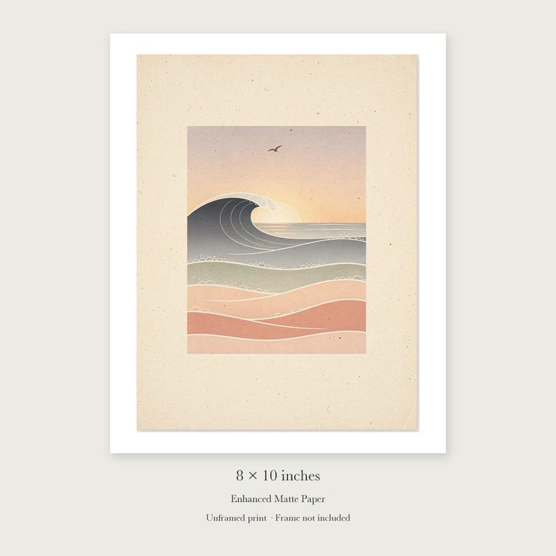 Pastel Morning Swells Nursery unframed 8 by 10 inch print on enhanced matte paper, shown with its white paper border.