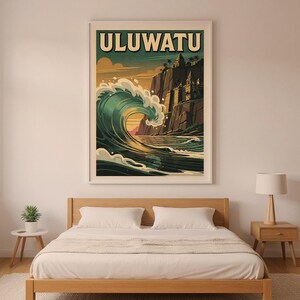 Uluwatu Bali Surf Poster | Vintage Surf Travel Poster | Retro Beach Wall Art | Coastal Decor Printable image 7