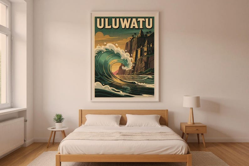 Uluwatu Bali Surf Poster | Vintage Surf Travel Poster | Retro Beach Wall Art | Coastal Decor Printable image 7