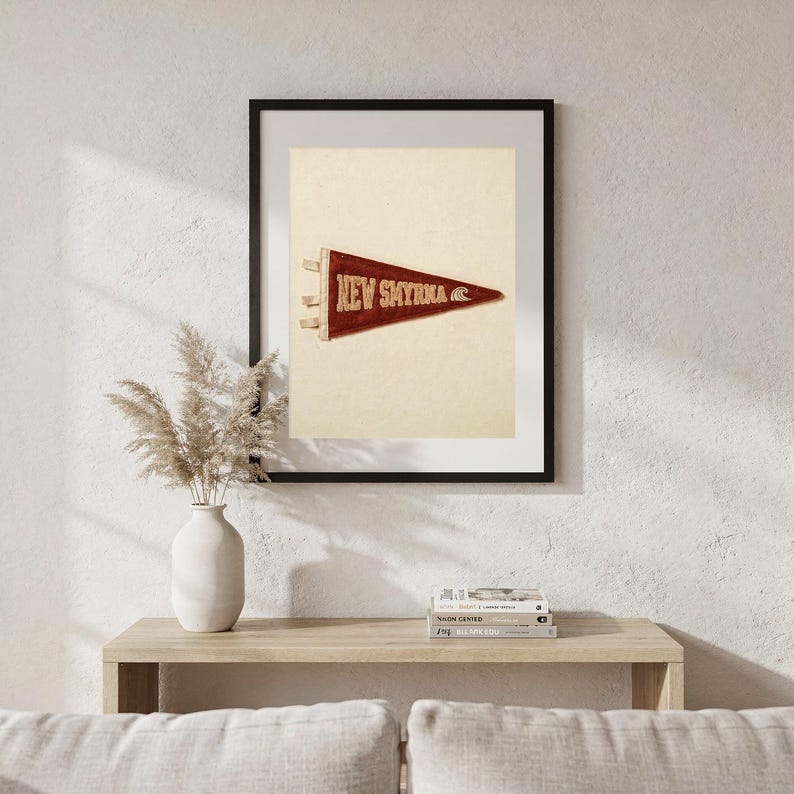 New Smyrna Beach, Florida Surf Pennant Print | Vintage Felt Pennant Art | Beach House Decor | Retro Surf Wall Art | Printable Digital Downlo image 5