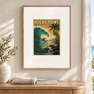 Rocky Point Surf Travel Poster, Framed or Unframed Vintage Style Coastal Print image 2