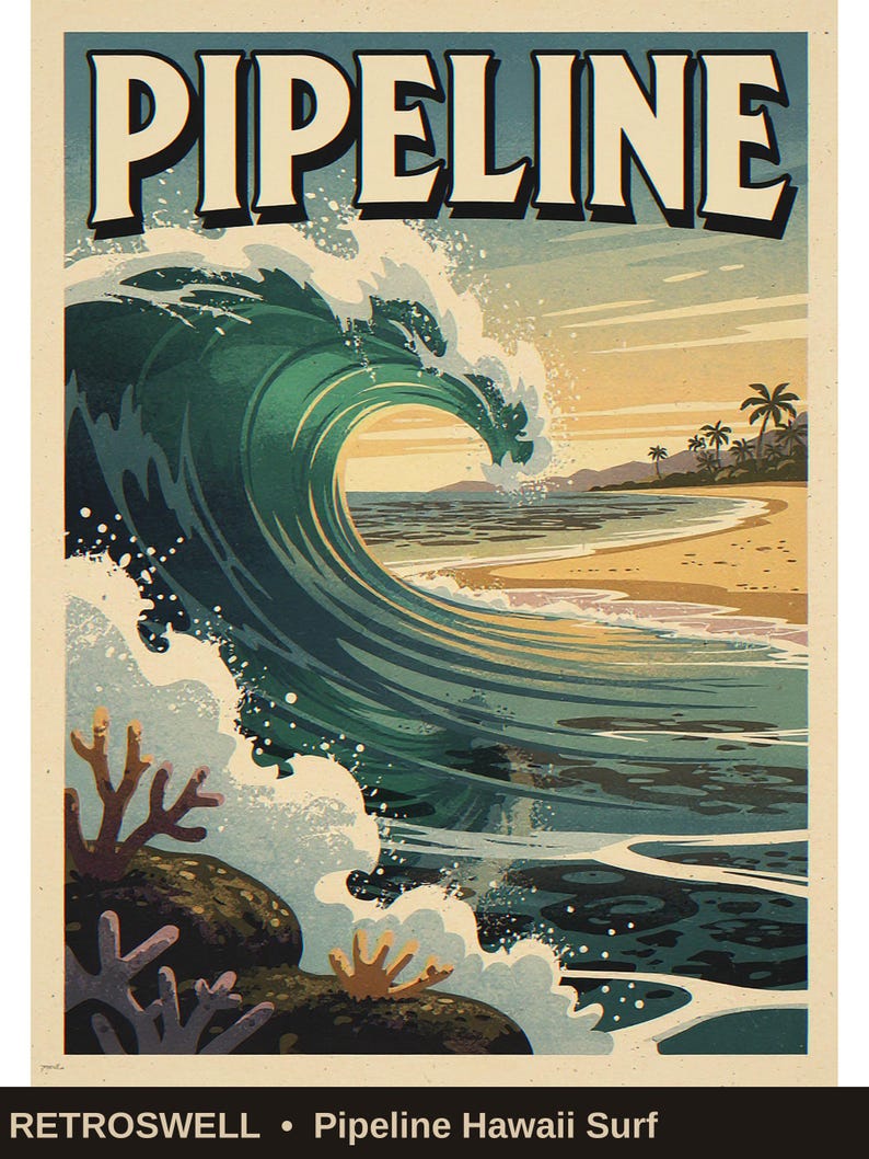 Vintage Surf Poster Set of 6