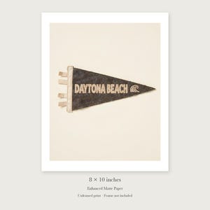 Daytona Beach, Florida Surf Pennant unframed 8 by 10 inch print on enhanced matte paper, shown with its white paper border.