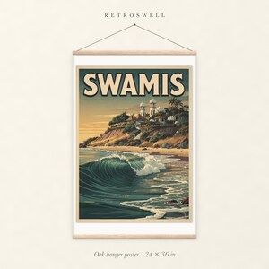 Swamis Surf Travel Poster, Framed or Unframed Vintage Style Coastal Print image 5