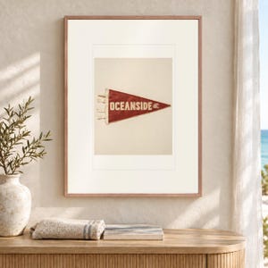 Oceanside Surf Pennant Art Print, Framed or Unframed Coastal Poster image 12