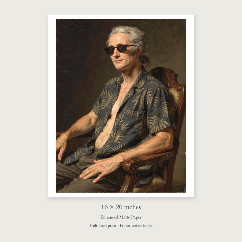 Alexander Hamilton Surfer unframed 16 by 20 inch print on enhanced matte paper, shown with its white paper border.