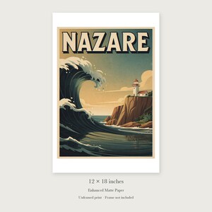Nazare Surf unframed 12 by 18 inch print on enhanced matte paper, shown with its white paper border.