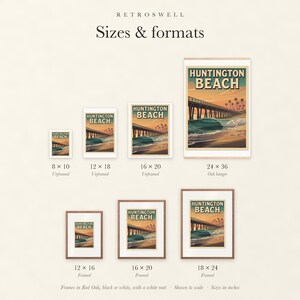 Huntington Beach Surf Travel Poster, Framed or Unframed Vintage Style Coastal Print image 6