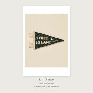 Tybee Island, Georgia Surf Pennant unframed 12 by 18 inch print on enhanced matte paper, shown with its white paper border.